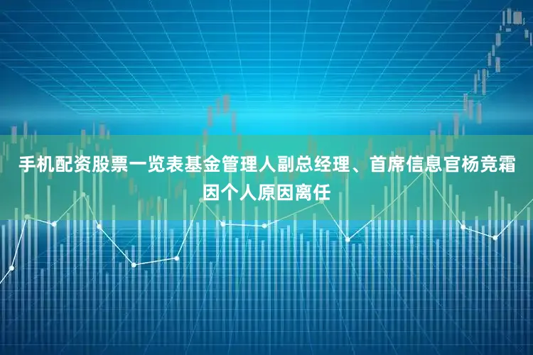手机配资股票一览表基金管理人副总经理、首席信息官杨竞霜因个人原因离任