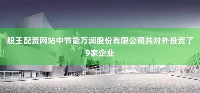 股王配资网站中节能万润股份有限公司共对外投资了9家企业